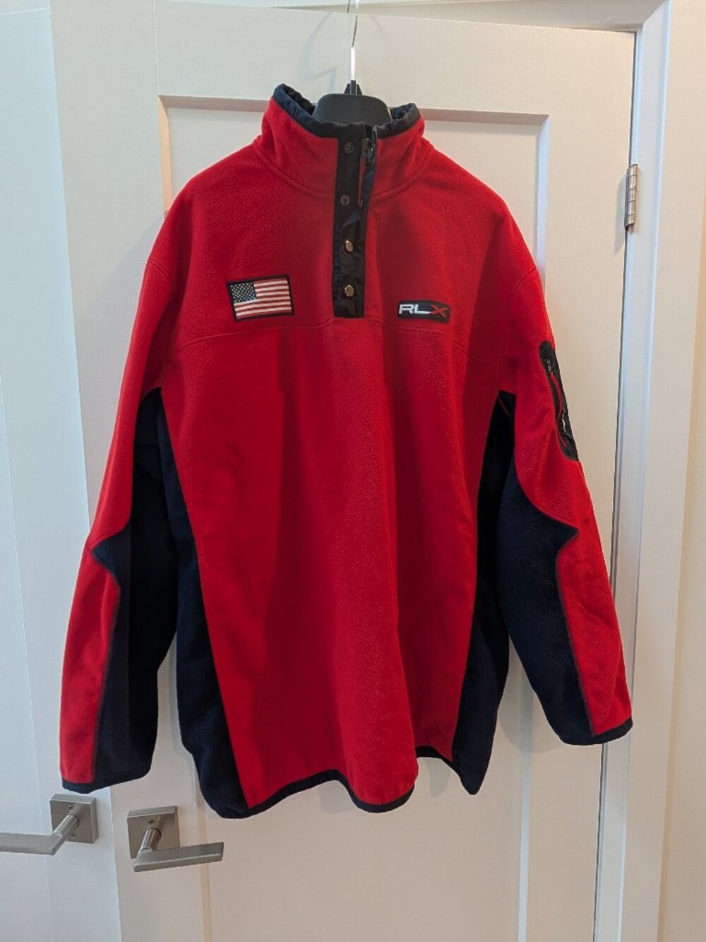 Vintage RLX Ralph Lauren USA Flag Colorblock Fleece Pullover - Men’s XLT